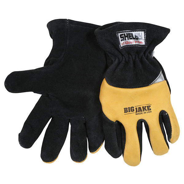 Big Jake Firefighter Gloves, Black/Yellow, L, PR 5283-large
