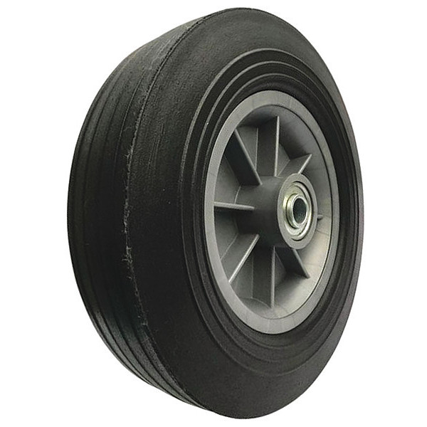 Zoro Select Solid Wheel, Ribbed, 10" Dia., Ball Bearing 53CM88