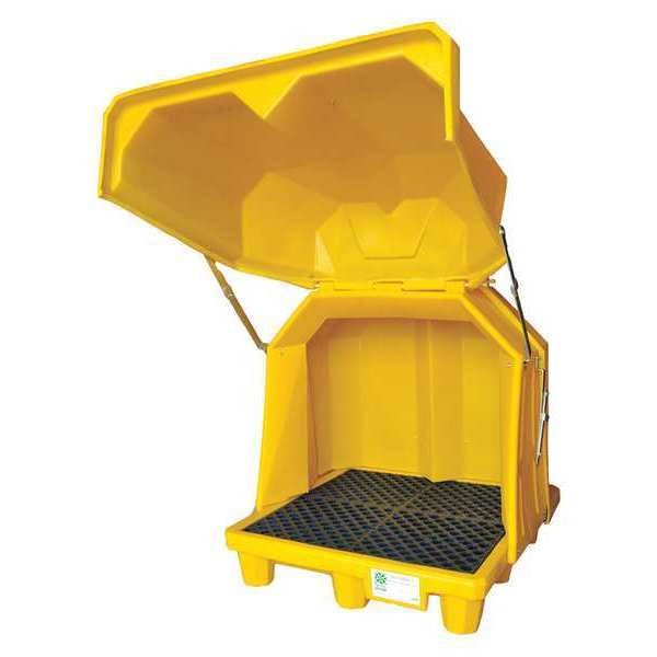 Ultratech Covered Hard Top Spill Pallet, 66 gal Spill Capacity, 4 Drum, Polyethylene 1081