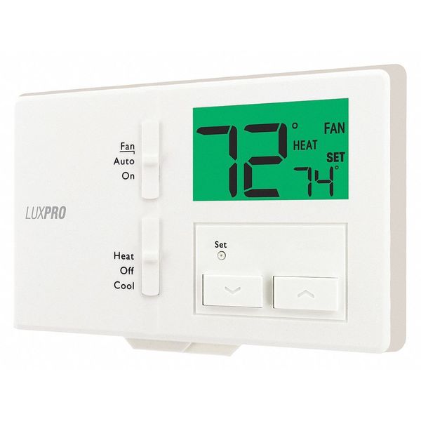 Lux Non-Programmable Thermostat, 1 H 1 C, Wall Mount, Hardwired/Battery, 24VAC P111