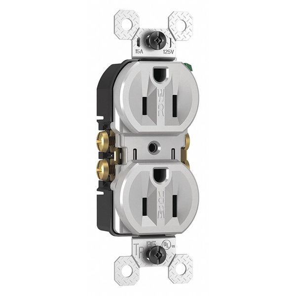 Legrand Receptacle, 15 A Amps, 125V AC, Flush Mount, Standard Duplex Outlet, 5-15R, Gray 3232TRWRGRY