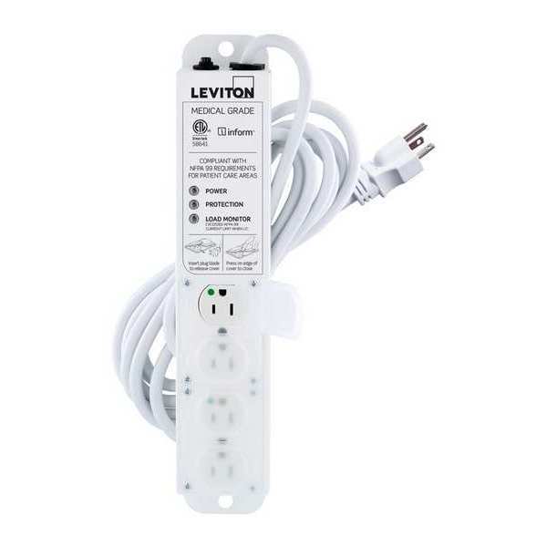 Leviton Outlet Strip, 15 A, 15 ft Cord L, 4 Outlets 53C4M-1S5