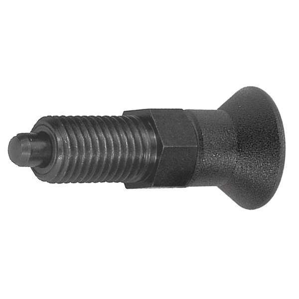 Kipp Indexing Plunger D1= M10X1, D=5, Style A, Non-Lockout wo Locknut, Steel Hardened, Knob Plastic K0338.1105