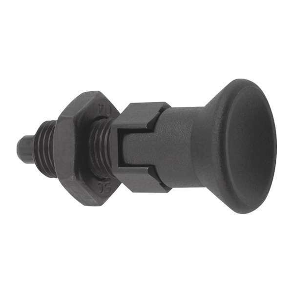 Kipp Indexing Plunger D1= M12X1, 5, D=6, Style D, Lockout Type w Locknut, Steel Hardened K0338.4206