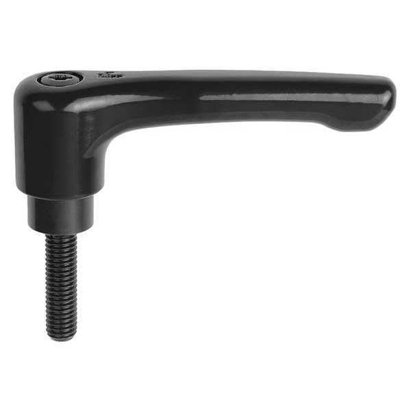 Kipp Adjustable Handle, Low Profile, Size: 2, M08X40, Zinc, Black Satin, Comp: Steel K0737.2081X40