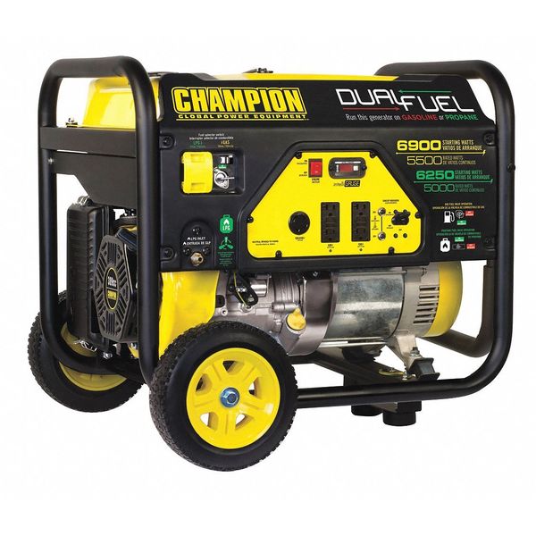 Champion Power Equipment Portable Generator, Gasoline/Propane, 5,500/5,000 W Rated, 6,900/6,250 W Surge, Recoil Start 100231