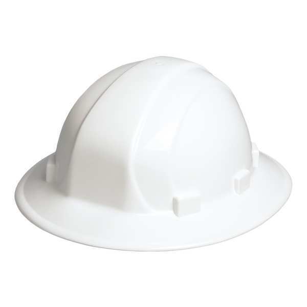 Erb Safety Full Brim Hard Hat, Type 1, Class E, Pinlock (6-Point), White 19501