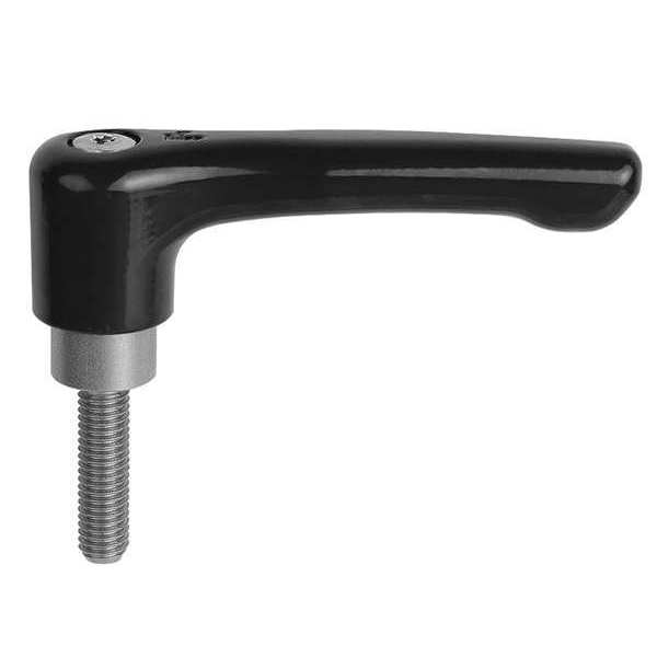 Kipp Adjustable Handle, Low Profile, Size: 2, 3/8-16X25 Zinc, Black Satin, Comp: Stainless Steel K0738.2A41X25
