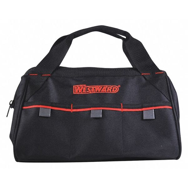 Westward WESTWARD Tool Bag, 3 Outside Pockets, Polyester, Black, 13" W x 9" D x 8" H 53JW42