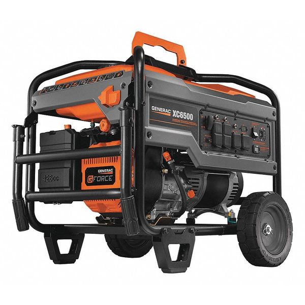 Generac Portable Generator, 6500 Rated, 8125 Surge, 54.2/27.0 A 6823