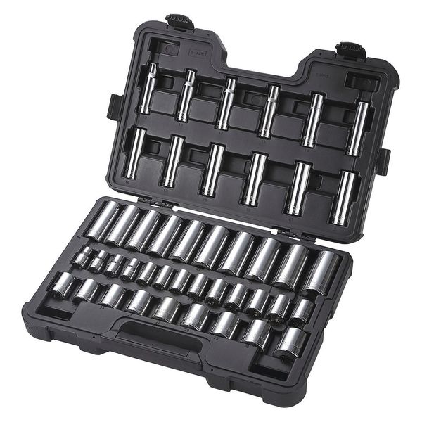 Westward 1/2" Drive Socket Set Metric 44 Pieces 10 mm to 32 mm , Chrome 53PN54