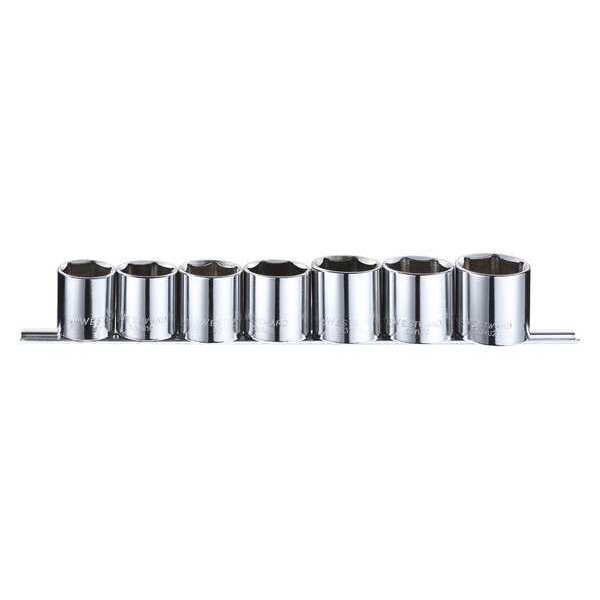 Westward 1/2" Drive Socket Set SAE 7 Pieces 1 in to 1 3/8 in , Chrome 53PN58