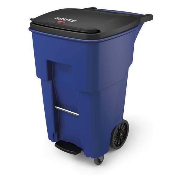 Rubbermaid Commercial 65 gal. Rectangular Trash Can, Blue, 25 1/4 in Dia, Step-On, HDPE/MDPE 1971976