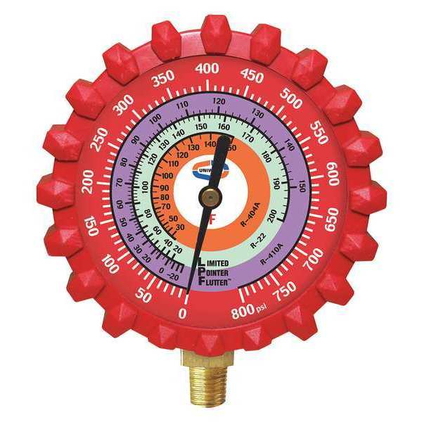 Uniweld Refrigerant Gauge, 3-1/4" L, 800 psi, Brass G529LD