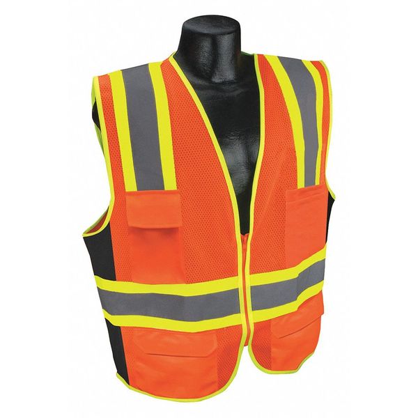 Condor High Visibility Vest, Orange/Red, L 53YM74