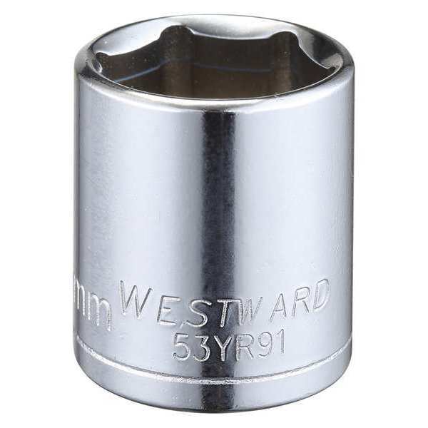 Westward 3/8 in Drive, 19mm Hex Metric Socket, 6 Points 53YR91