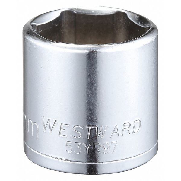 Westward 3/8 in Drive, 25mm Hex Metric Socket, 6 Points 53YR97