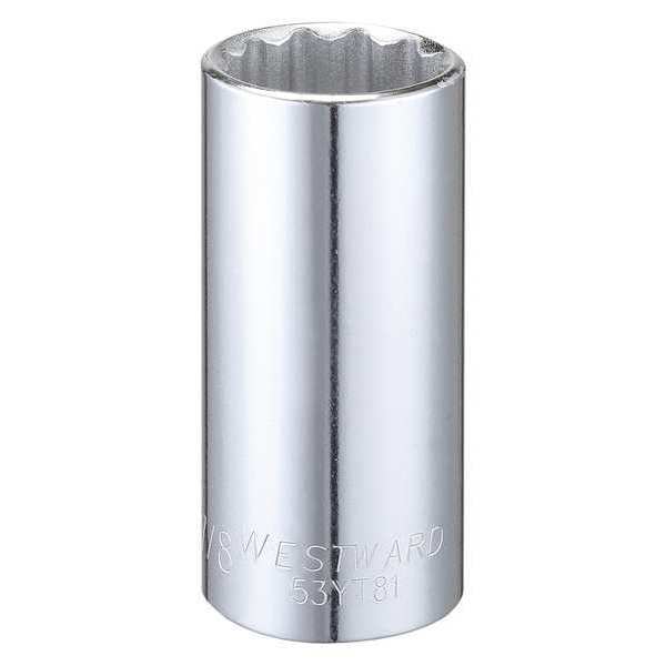 Westward 3/8 in Drive, 7/8" Triple Square SAE Socket, 12 Points 53YT81