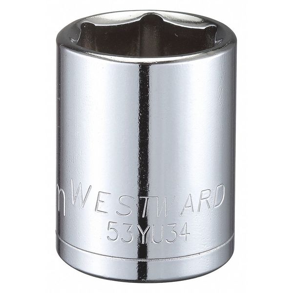 Westward 1/2 in Drive, 22mm Hex Metric Socket, 6 Points 53YU34