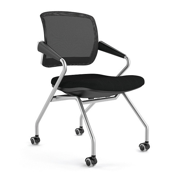 Mayline Mid-Back Chair, Fabric, 18-1/2" Height, Loop Arms, Black TSM2BB
