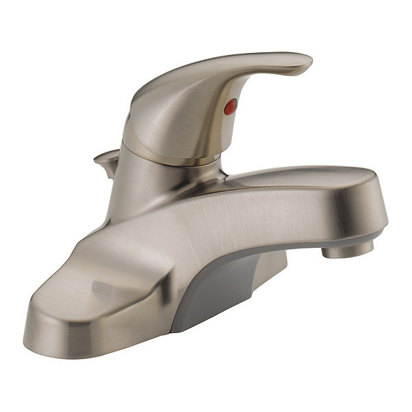 Delta Single Handle 3-hole 4" installation Hole Centerset Lavatory Faucet, Brushed Nickel P136LF-BN