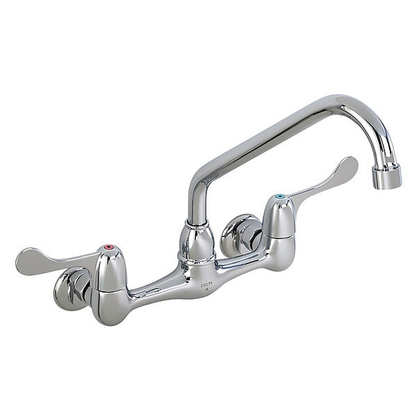 Delta 6.87" to 9.25" Mount, Commercial WalMnt, ServSink Faucet Ch 28P4 2Hdl 8" 28P4202LF