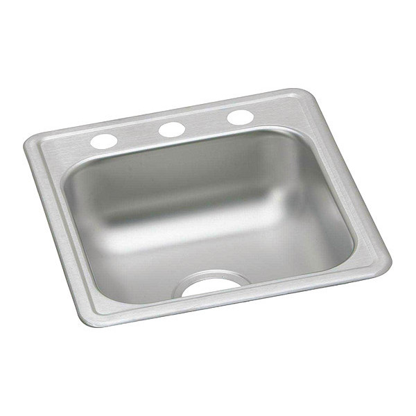 Elkay Sink, Drop-In Mount, 1 Hole, Satin Finish D117191