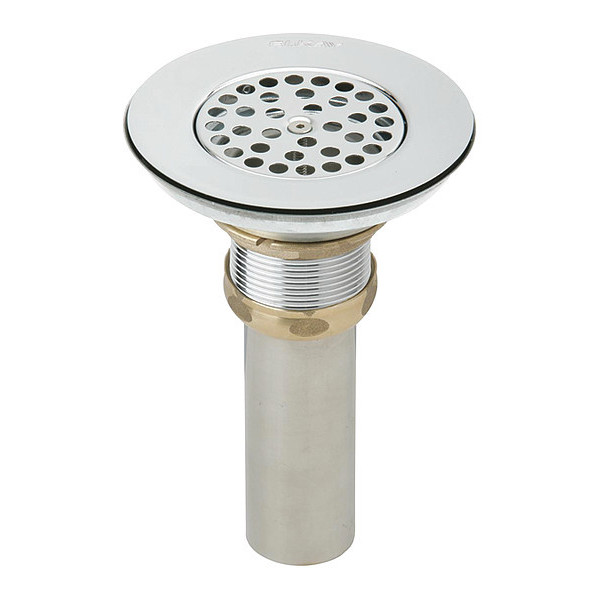 Elkay 1-1/2" O.D Pipe Dia., Nickle-Plated Brass, Drain, Vandal-resistant Strainer and Tailpiece LKVR18