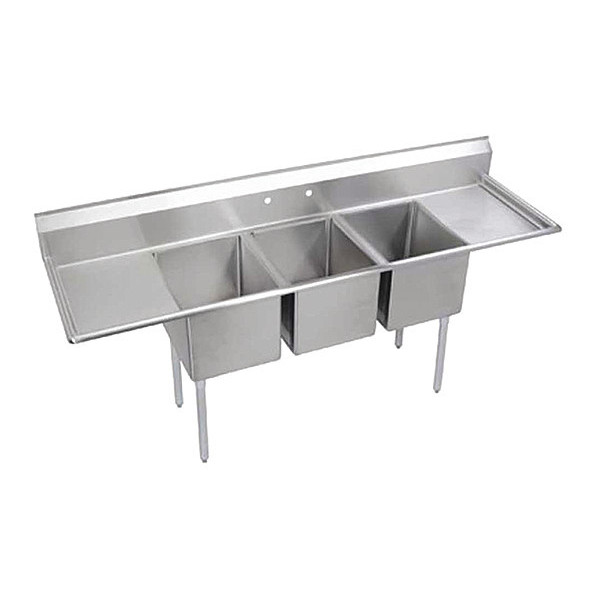 Elkay Sink, 3-14"B, 24"L-RDrain, 124x29.75x43.75" 14-3C24X24-2-24X