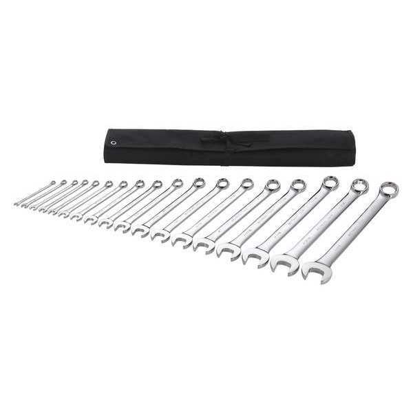 Westward Combination Wrench Set, SAE, 1/4 in to 1 1/4 in Head Sizes, 6 Points, 18-Piece 54DF96