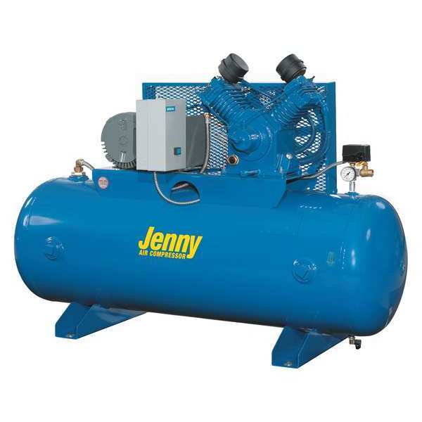 Jenny Air Compressor, Horiz. Tank, 2 Stages, 5 HP W5B-80-230/1