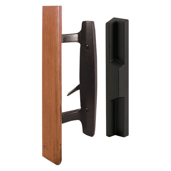 Primeline Tools Patio door Mortise Style Handle, Black Diecast with Wood Handle, Outside Pull (Single Pack) C 1313