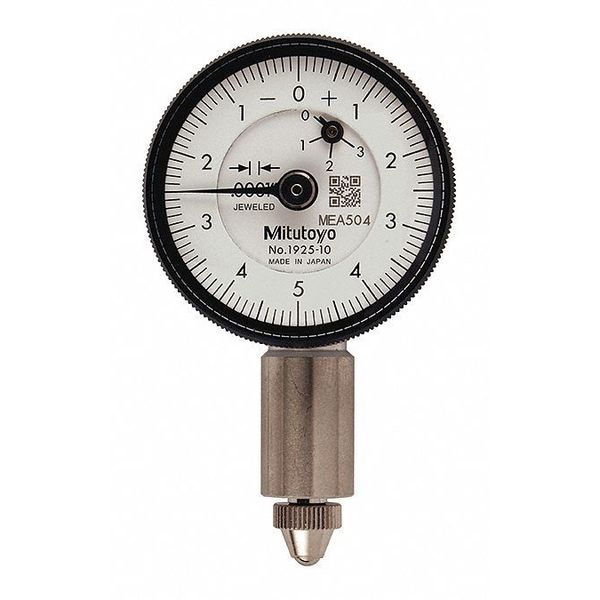 Mitutoyo Dial Indicator, 0 to 0.025" Range, White 1925AB-10