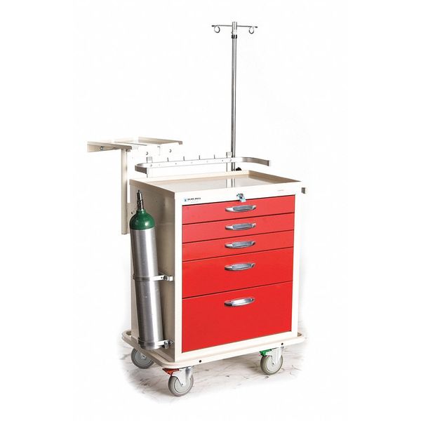 Blue Bell Medical Emergency Cart, Steel, 6 Adjustable Shelves, 1400 lb. 89024