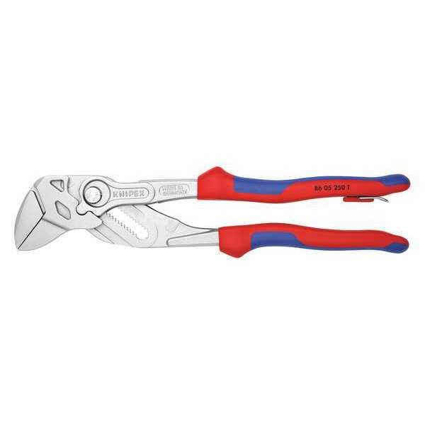 Knipex 10 in V-Jaw Plier Wrench Smooth, Bi-Material Grip 86 05 250 T BKA