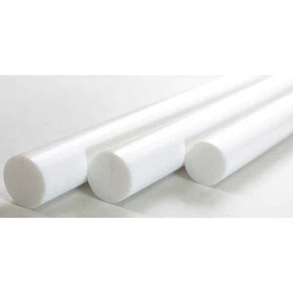Zoro Select White PTFE Rod Stock 5 ft. L, 1-1/8" Dia. G15-TRCE-1.125-6