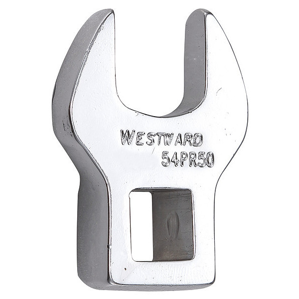 Westward 3/8" Drive, Metric 14mm Crowfoot Socket Wrench, Open End Head, Chrome Finish 54PR50