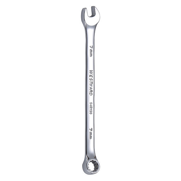Westward Combination Wrench, 7mm, Metric, 12 pt. 54RY90