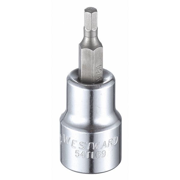 Westward 3/8 in Drive Hex Socket Bit SAE 9/64 in Tip, 1 3/4 in L 54TL69