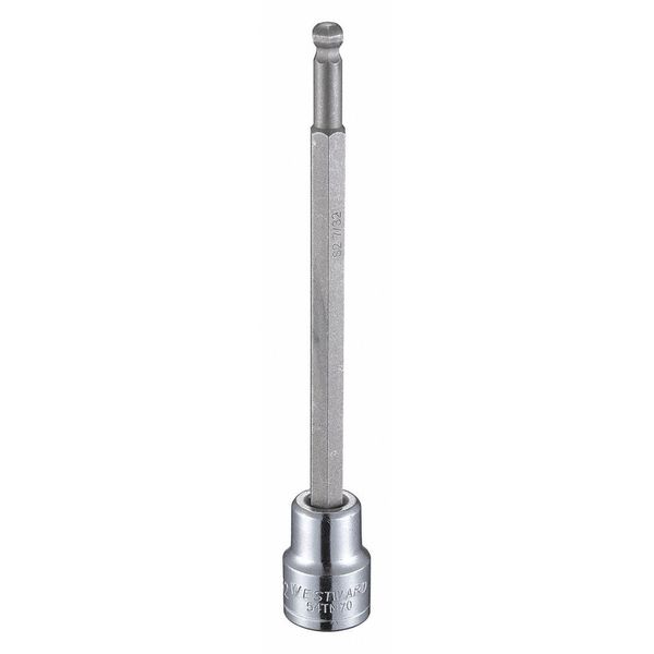 Westward 3/8 in Drive Ball Hex Socket Bit Metric 6 mm Tip, 4 13/16 in L 54TM70