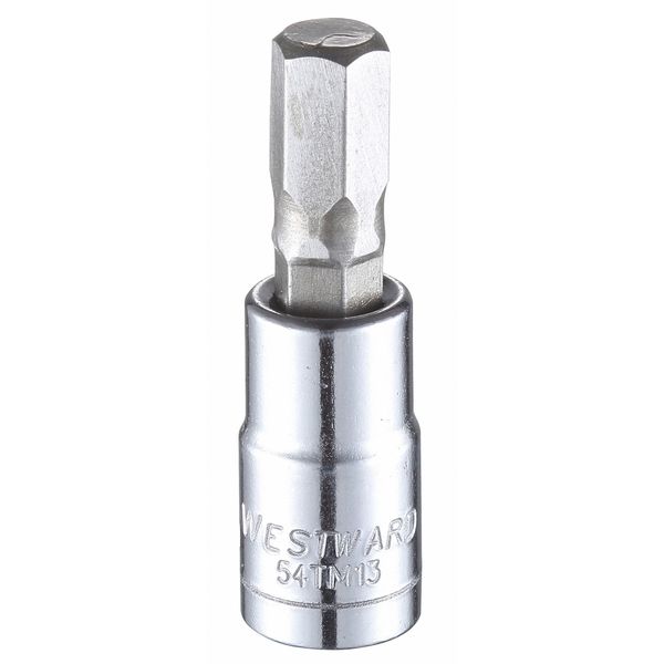 Westward 1/4 in Drive Hex Socket Bit Metric 7 mm Tip, 1 1/2 in L 54TM13