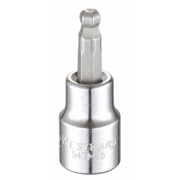 Westward 3/8 in Drive Ball Hex Socket Bit SAE 7/32 in Tip, 1 7/8 in L 54TM45