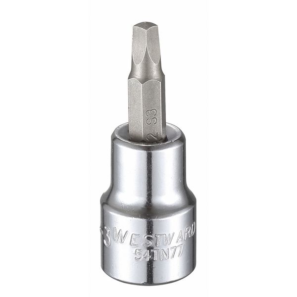 Westward 3/8 in Drive Square Socket Bit SAE R3 Tip, 1 13/16 in L 54TN77