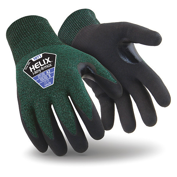 Hexarmor Cut Resistant Coated Gloves, A2 Cut Level, Nitrile, L, 1 PR 1071-L (9)