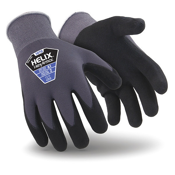 Hexarmor Cut Resistant Coated Gloves, A1 Cut Level, Nitrile, XS, 1 PR 1070-XS (6)