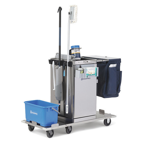 Geerpres Janitor Cart, 2 Shelves, Silver, 51-3/4" L 54XN41