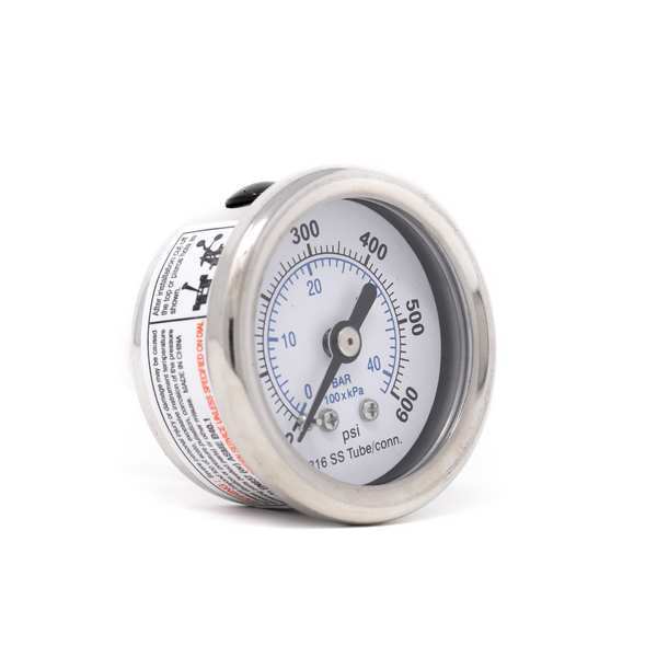 Pic Gauges Pressure Gauge, 0 to 600 psi, 1/8 in MNPT, Silver PRO-302D-158K-01