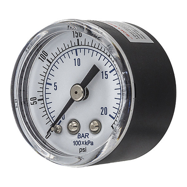 Pic Gauges Pressure Gauge, 0 to 300 psi, 1/8 in BSPT, Black SEP-102D-158H-BSPT