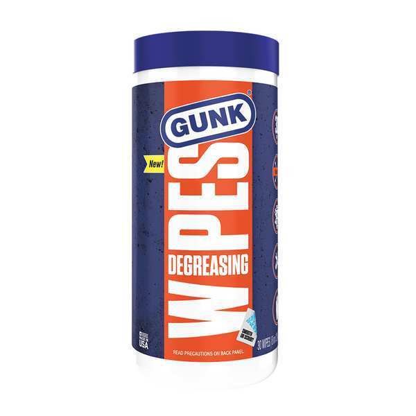 Gunk Degreaser Wipes, Blue/White, Canister, Cloth, 12 in x 8 in, Citrus EDW30