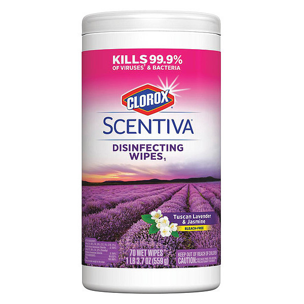 Scentiva Disinfecting Wipes, White, Canister, 6 Wipes, 4-1/4 in x 8-7/16 in, Floral, 6 PK 31629